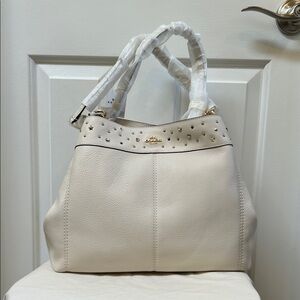 Coach Cream Studded Shoulder Bag